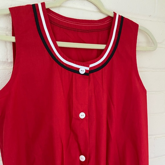 Vintage Red Romper With Stripe Detail - Picture 3 of 7